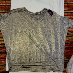Lane Bryant top sz 26/28 black gold silver metallic shimmer